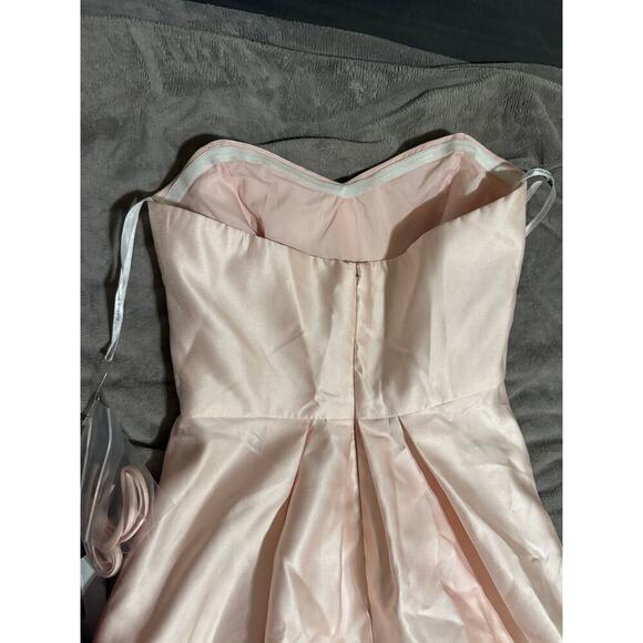 Alfred Sung NWT Pink Blush Formal Strapless Gown Dress Hi Low Pleated Satin - Picture 10 of 13